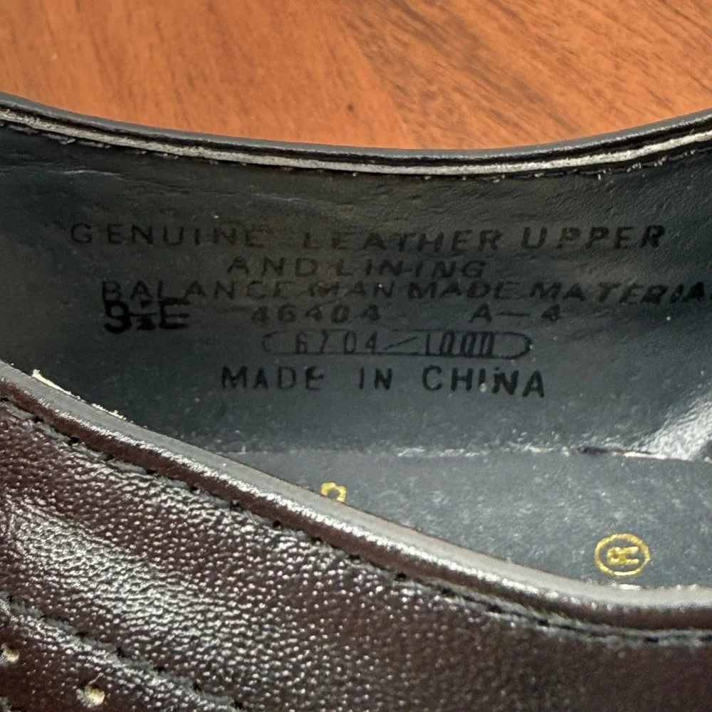 Texas Steer Oxford Shoes Black Leather Work Safety Sole Brogue Mens 9.5‎ E Wide